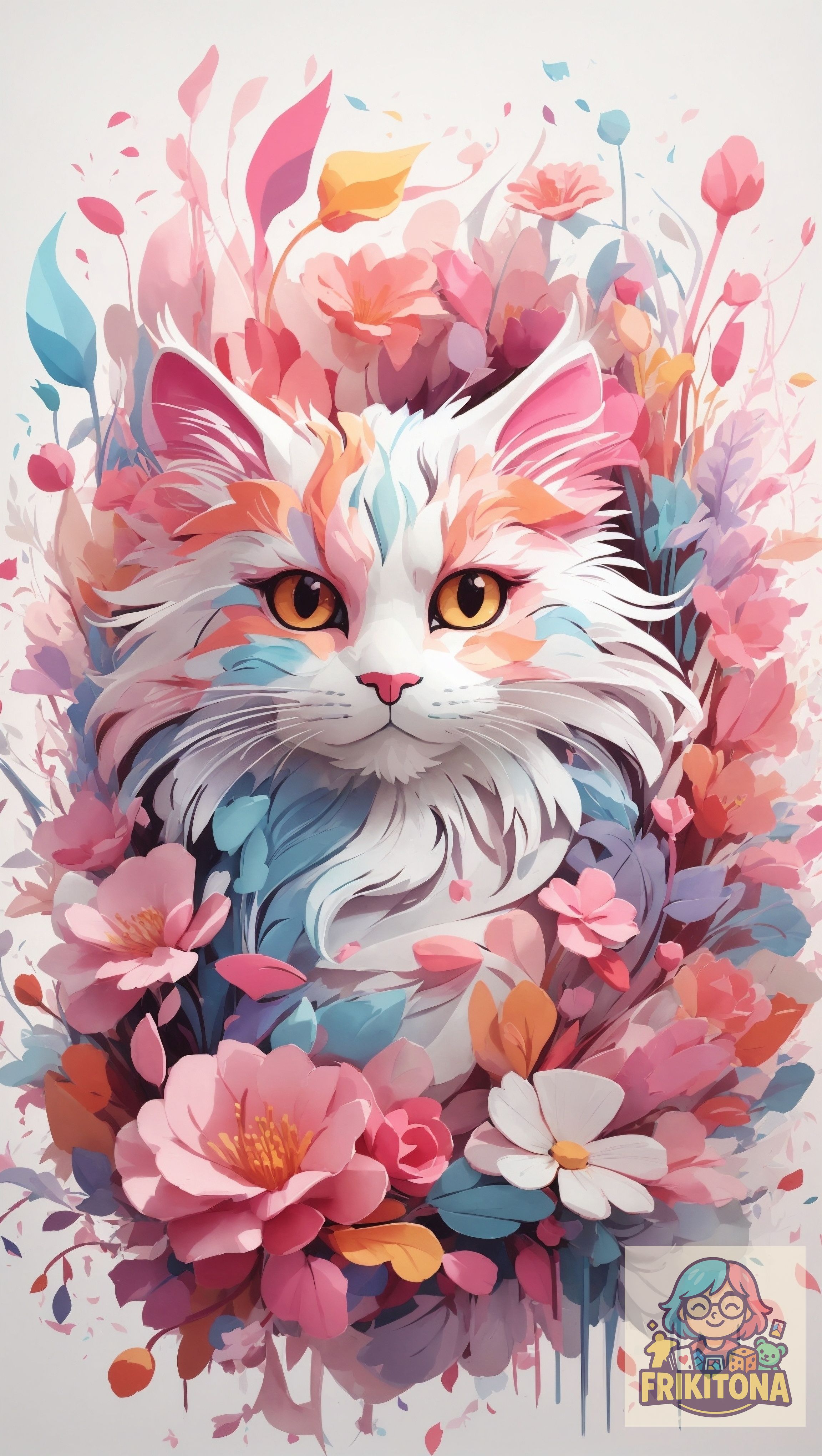 Diamond Painting: Gato Colorido Vibrante
