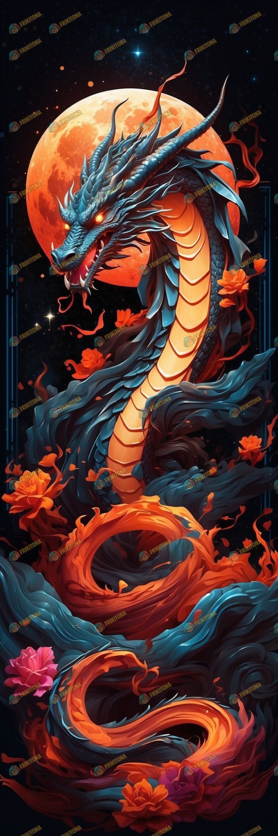 Diamond Painting: Dragón de la Luna Roja
