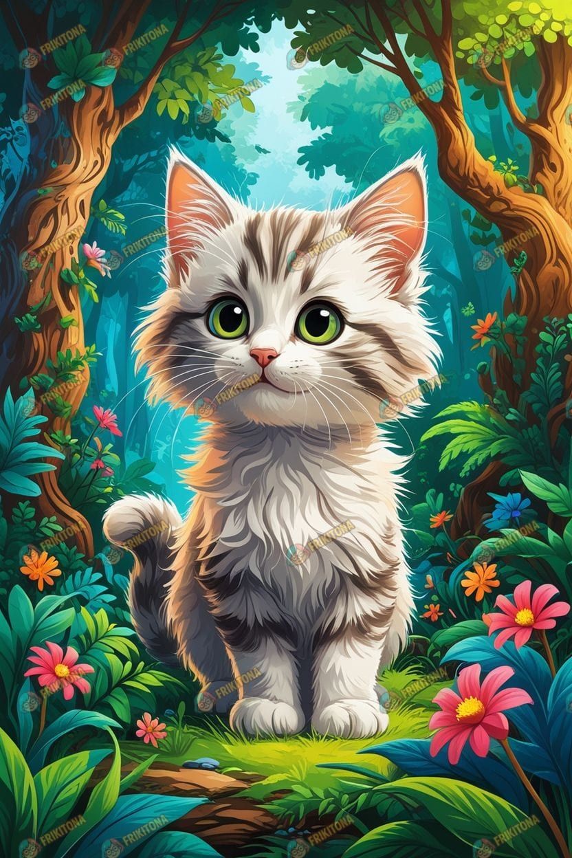 Diamond Painting: Gatito del Bosque Mágico