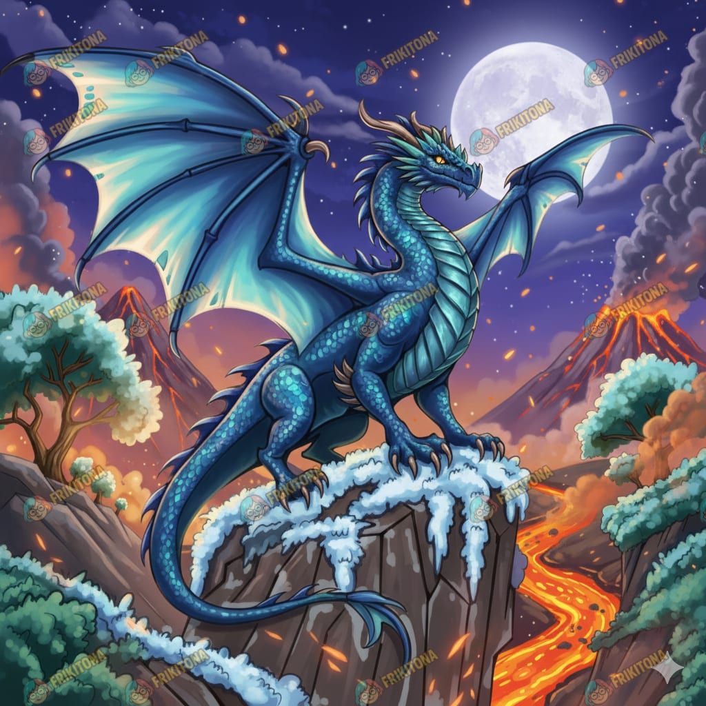 Diamond Painting: Dragón Azul y Volcanes