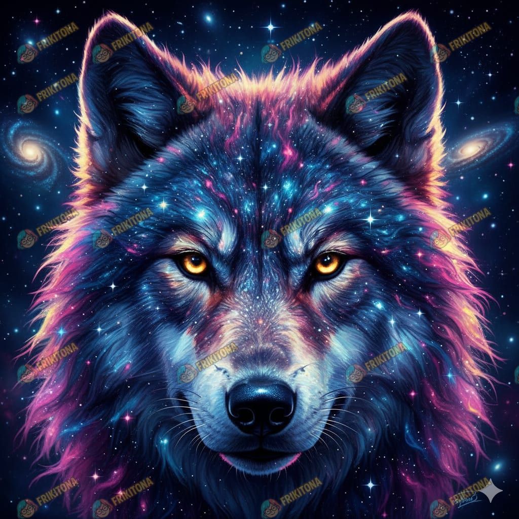 Diamond Painting: Lobo de Galaxia Multicolor