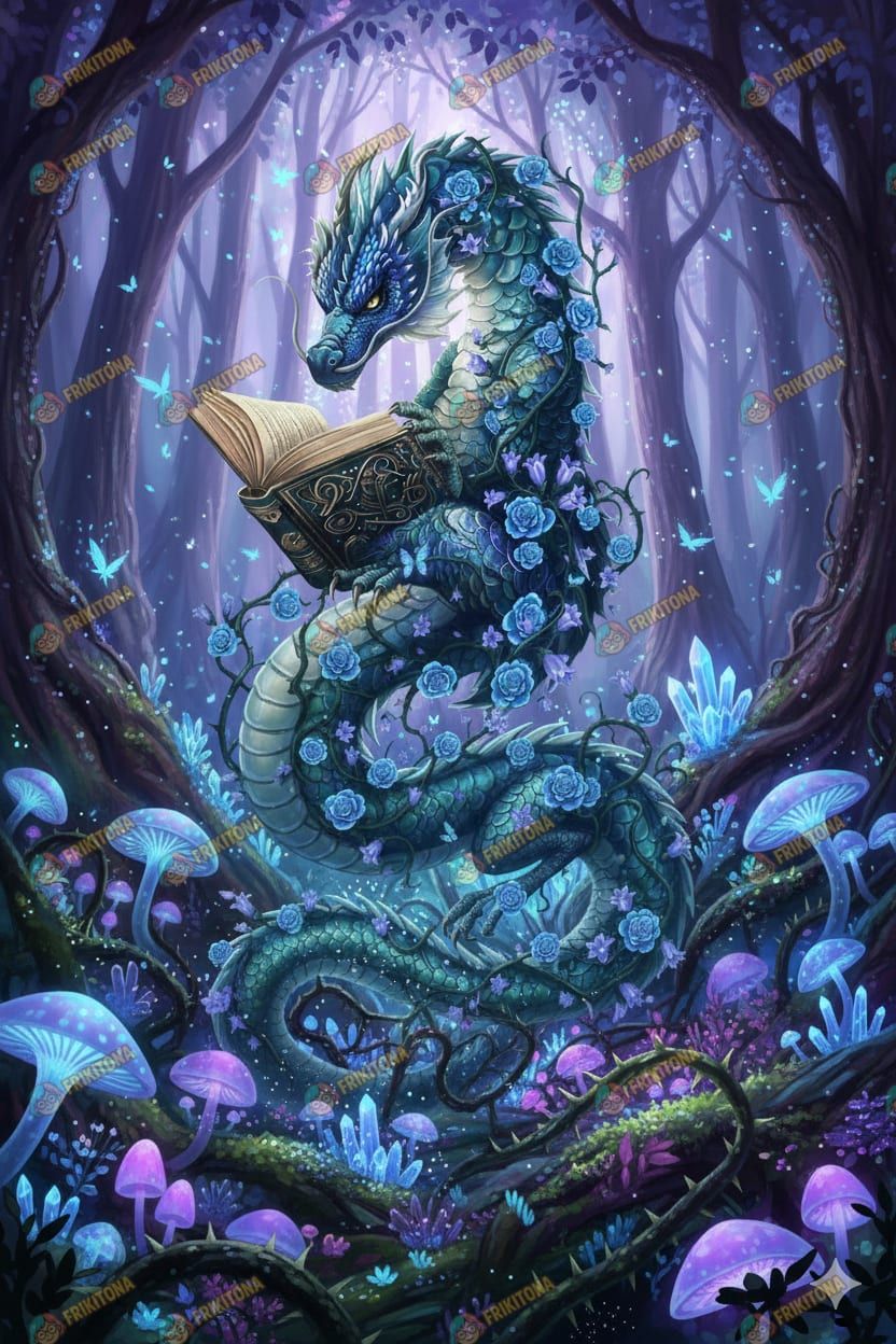 Diamond Painting: Dragón Sabio del Bosque Bioluminiscente