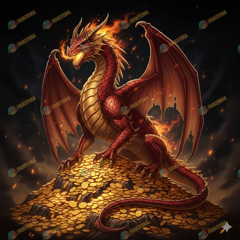 Diamond Painting: Dragón Rojo sobre Tesoro