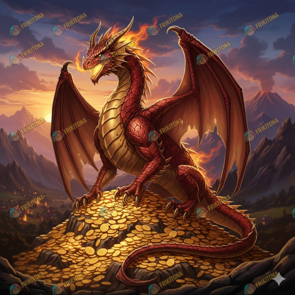 Diamond Painting: Dragón Rojo al Atardecer