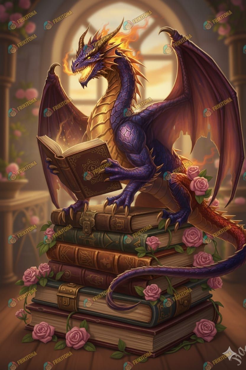 Diamond Painting: Dragón Púrpura Lector de Rosas