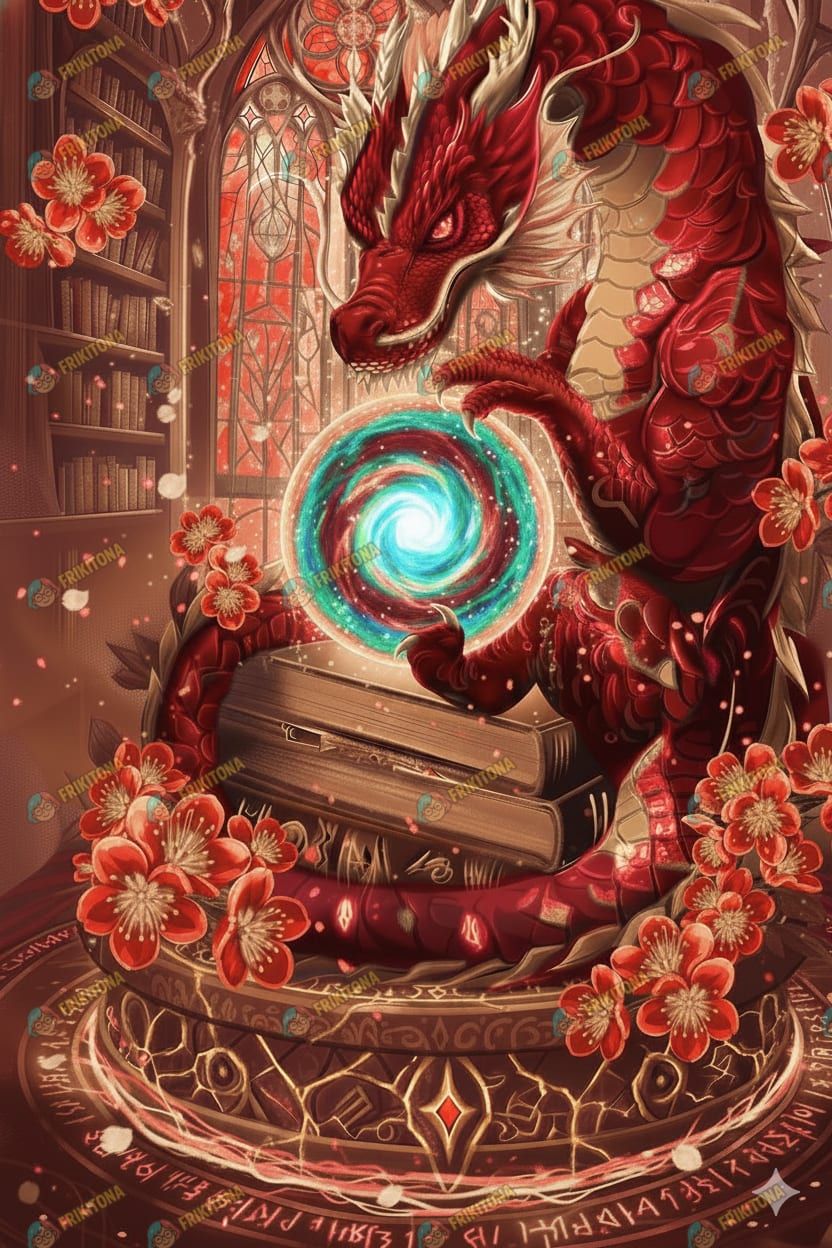 Diamond Painting: Dragón Rojo y el Portal Mágico