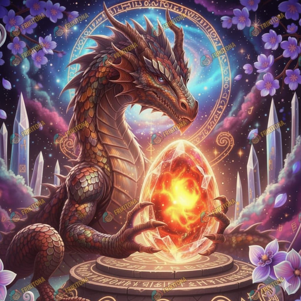 Diamond Painting: Dragón Marrón al Pie del Altar