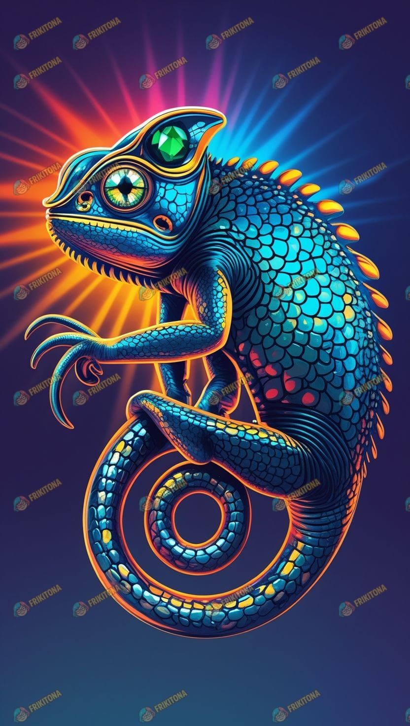Diamond Painting: Camaleón Neon Psicodélico