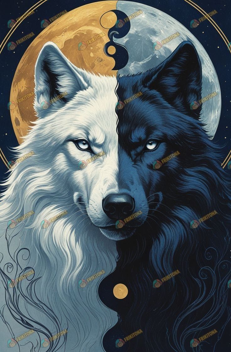 Diamond Painting: Lobos Yin y Yang Lunar