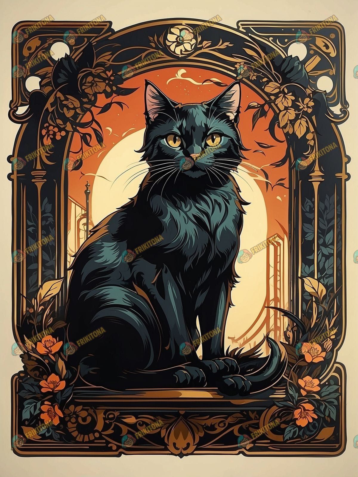 Diamond Painting: Gato Negro Art Déco