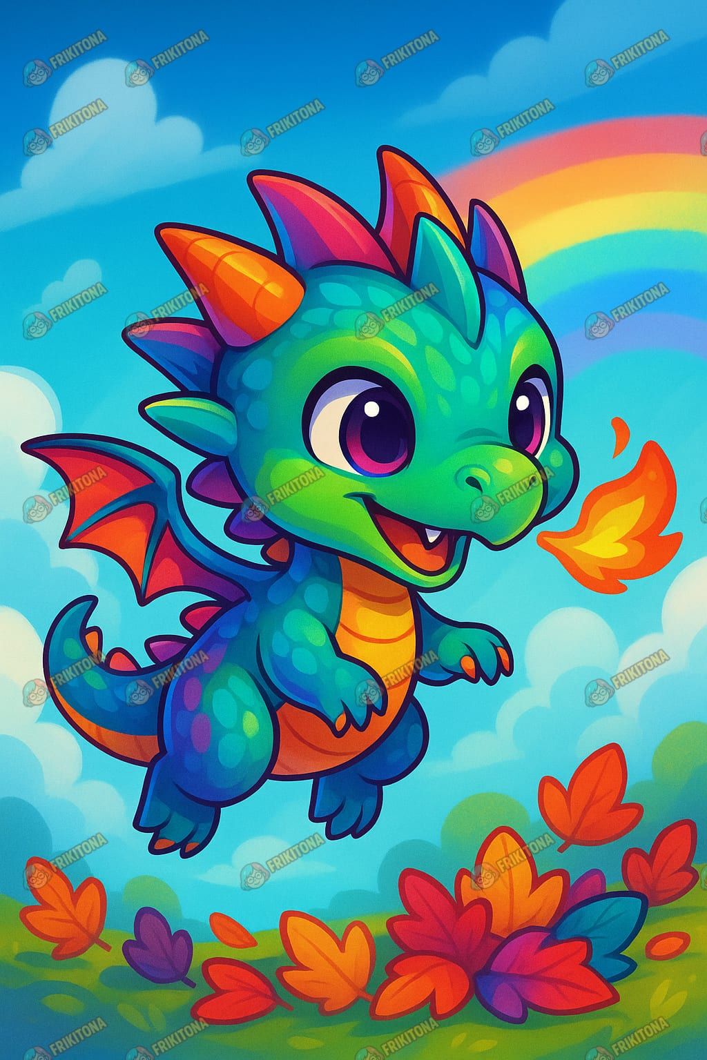Diamond Painting: Dragoncito Bebé Saltando