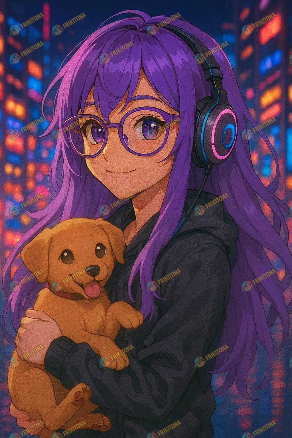 Diamond Painting: Chica Gamer con Cachorro Dorado
