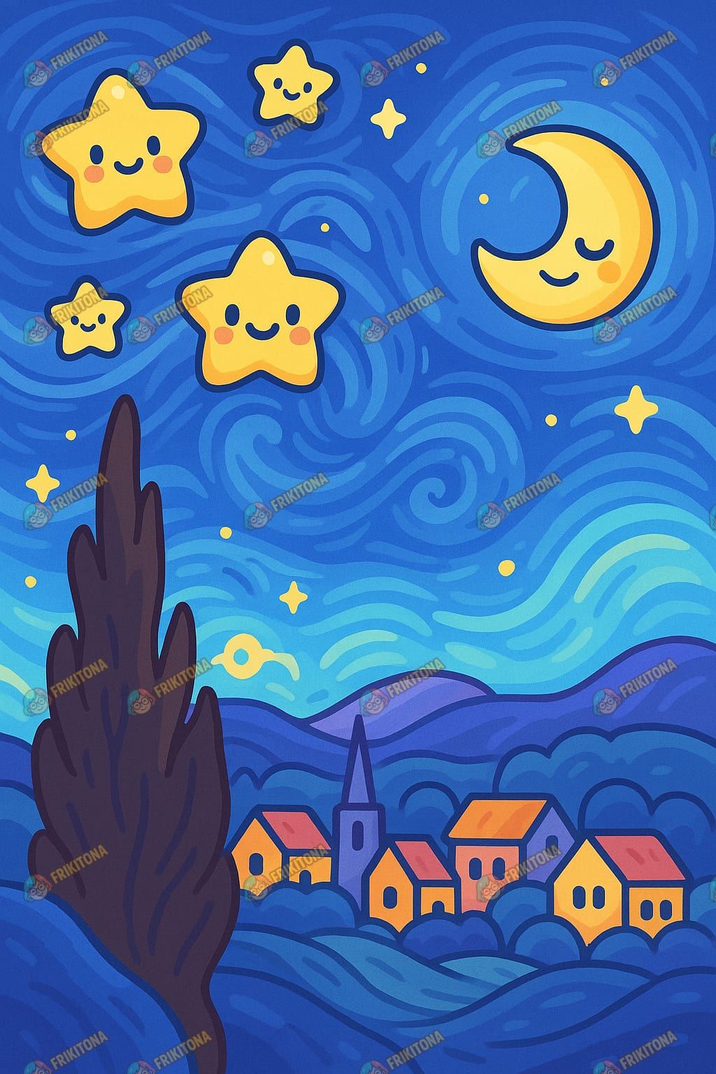 Diamond Painting: Noche Estrellada Kawaii