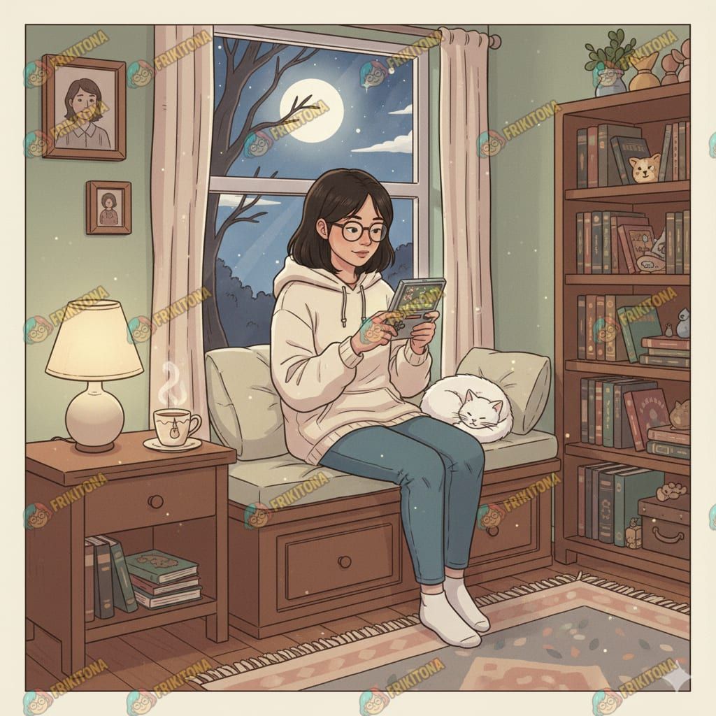 Diamond Painting: Gamer Nocturna con Gatito