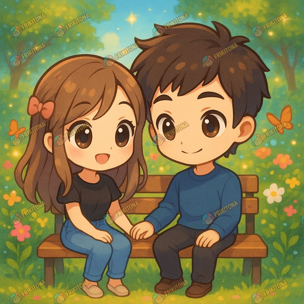 Diamond Painting: Pareja Kawaii en el Parque