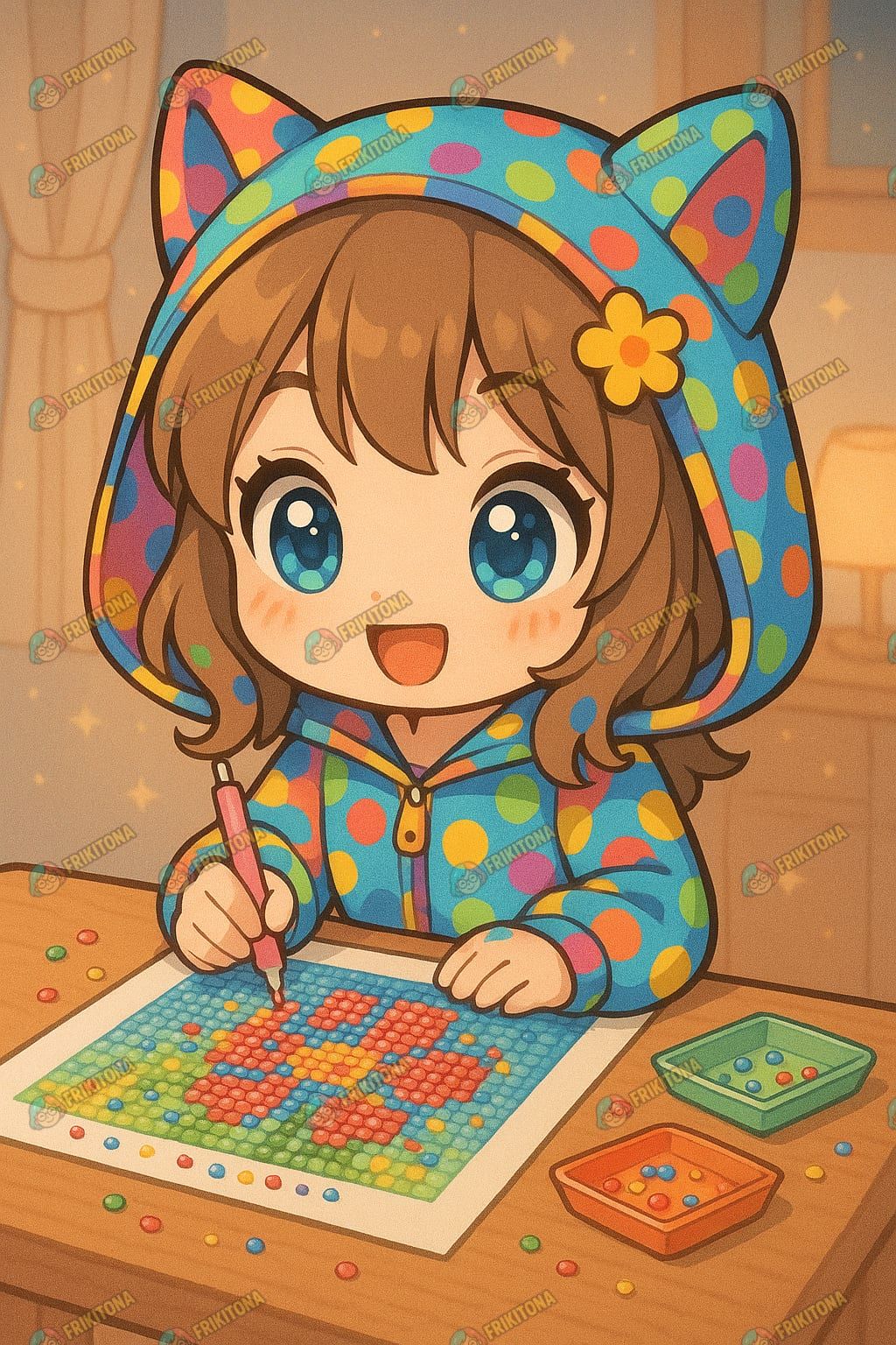 Diamond Painting: Chica Kawaii Pinta Diamantes