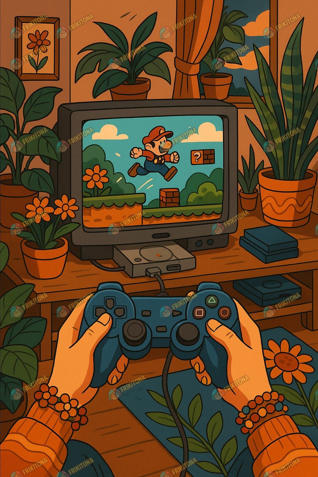 Diamond Painting: Mario Bros en Sala Vintage