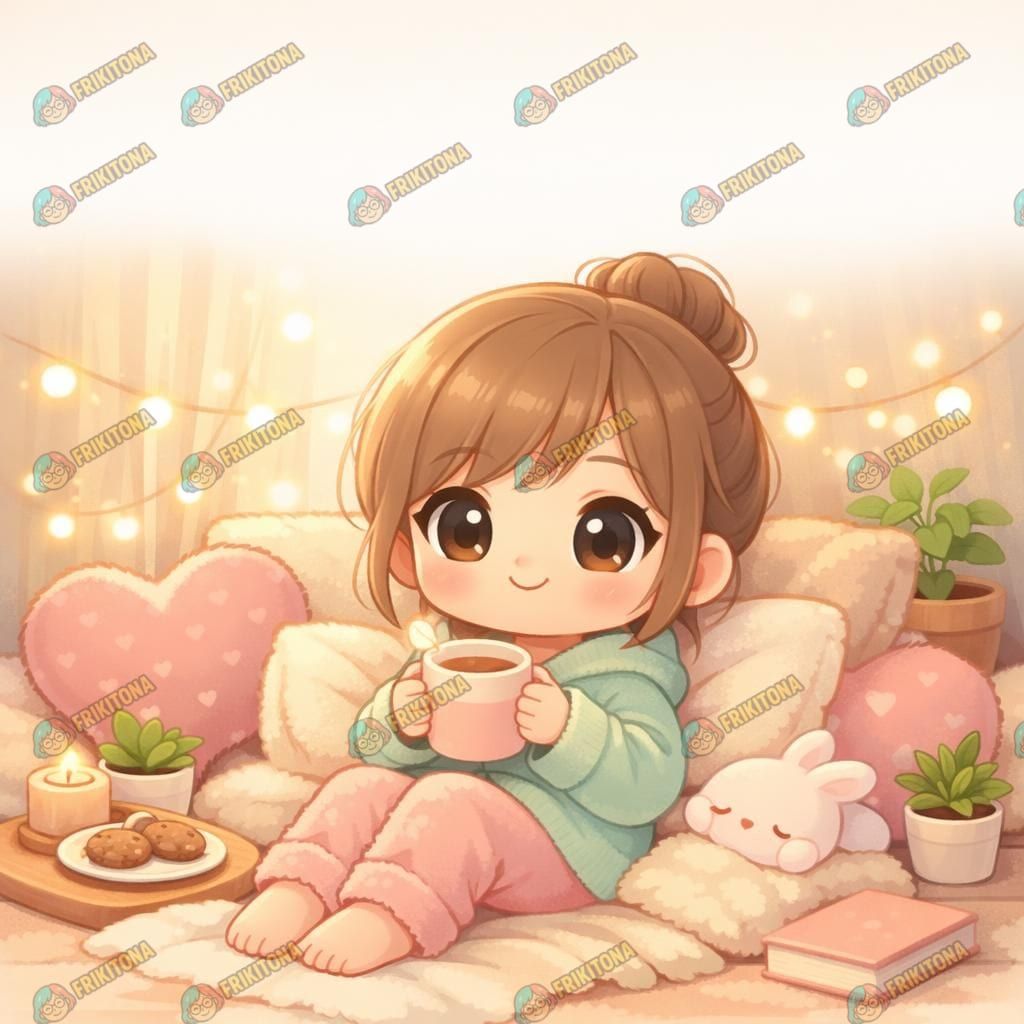Diamond Painting: Chibi Cozy con Té Rosado