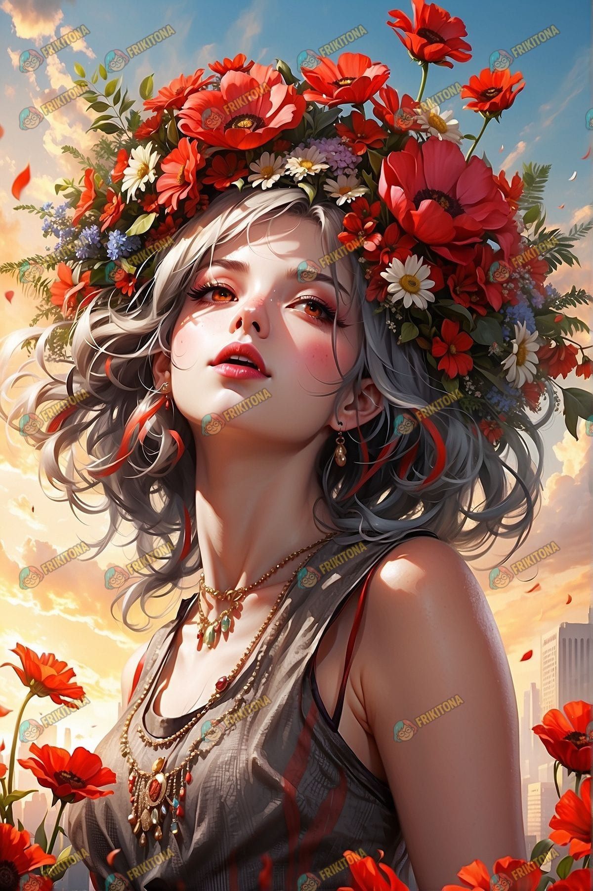 Diamond Painting: Diosa de Amapolas Rojas