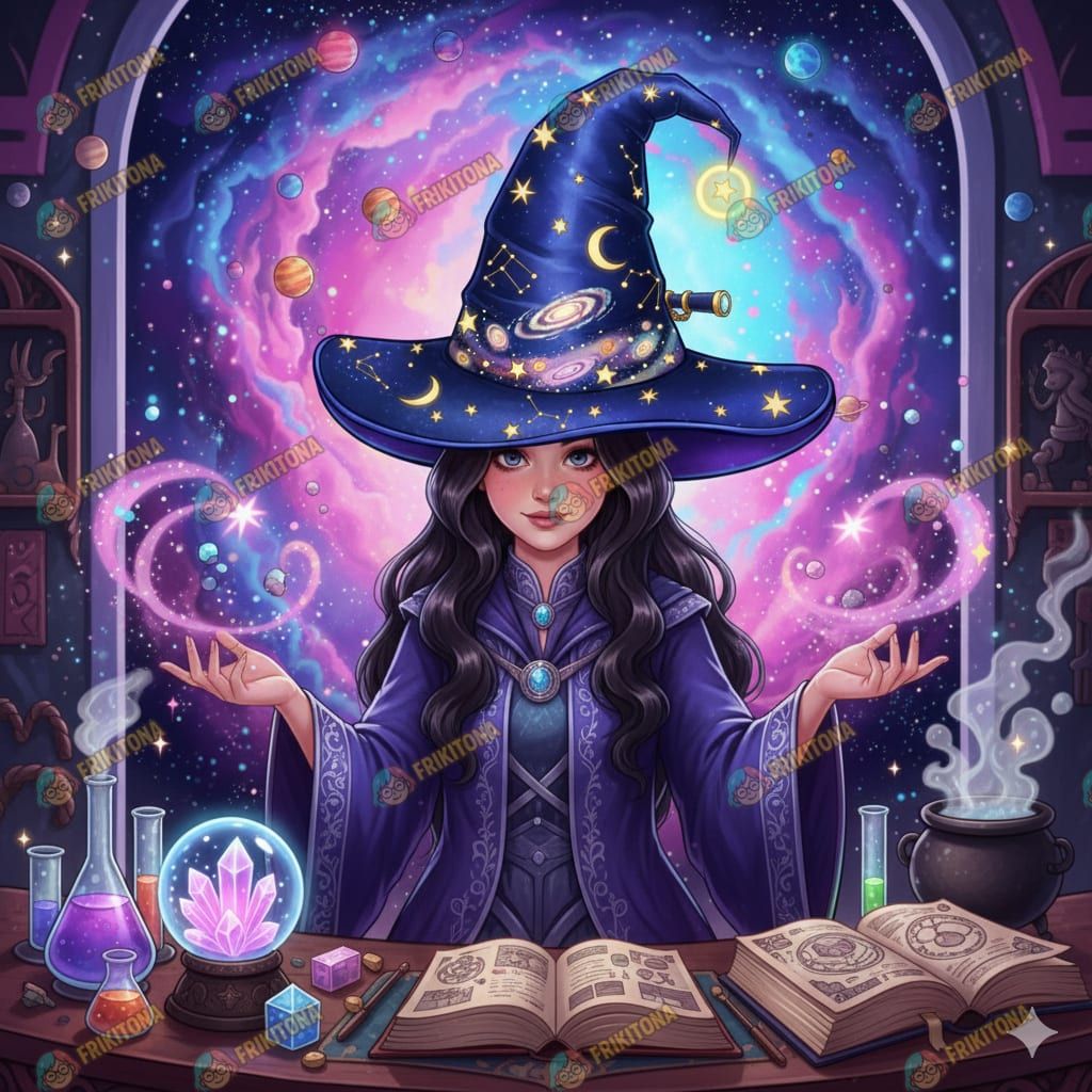 Diamond Painting: Bruja Galáctica con Pociones