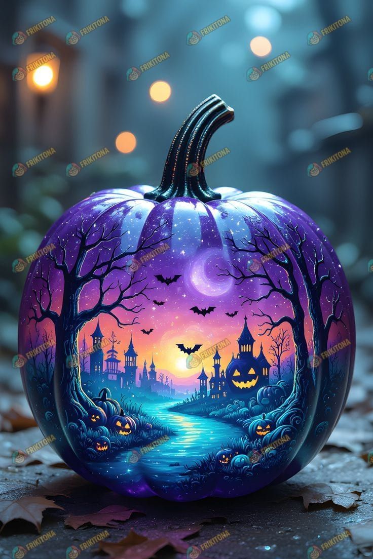 Diamond Painting: Calabaza con Castillo Nocturno