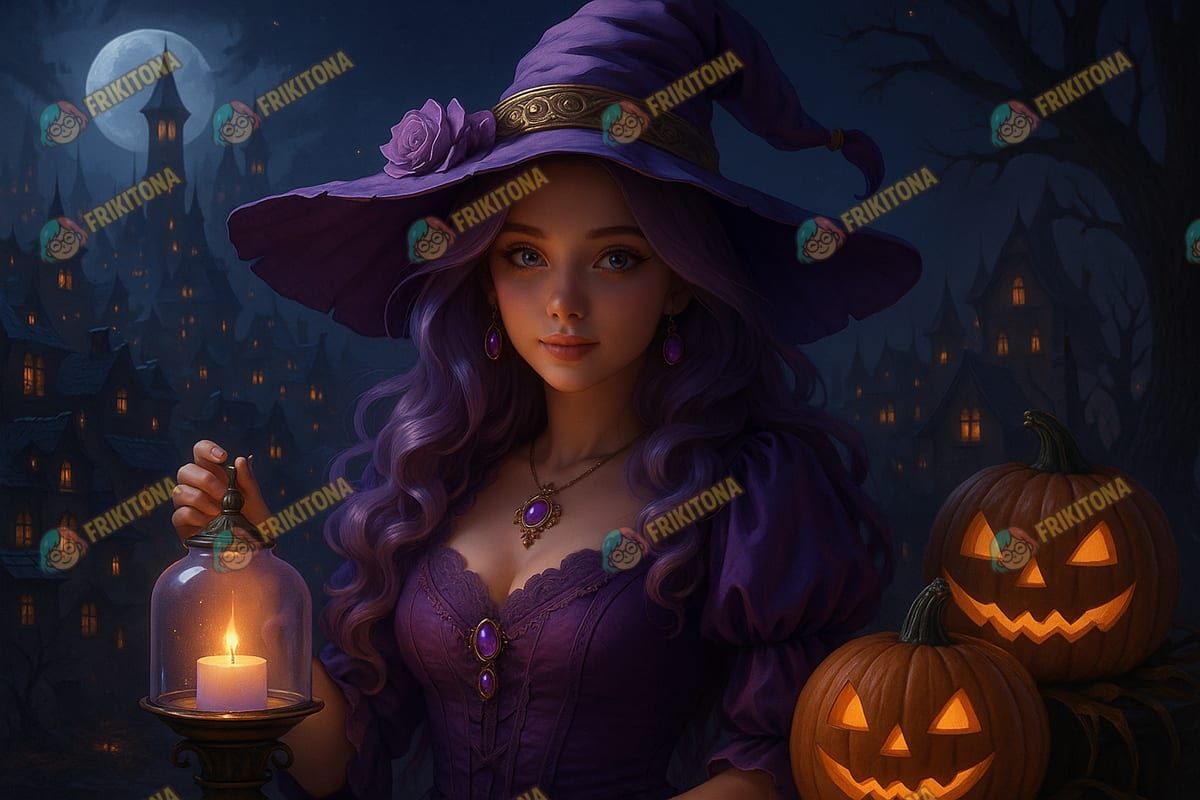 Diamond Painting: Bruja Morada con Linterna