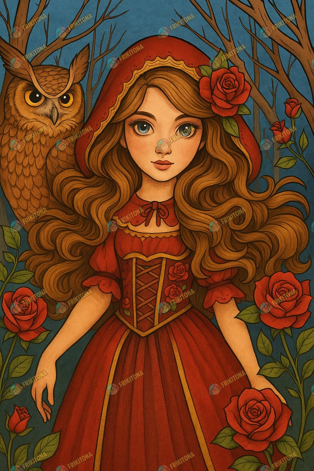 Diamond Painting: Caperucita Roja con Búho