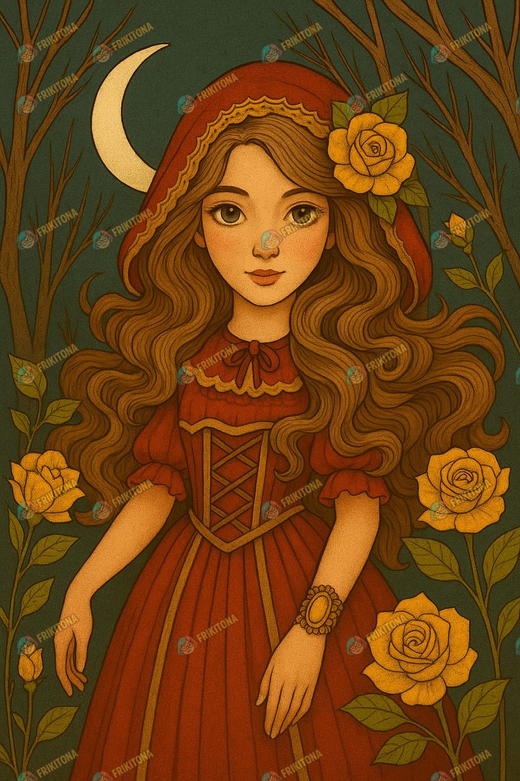 Diamond Painting: Caperucita Roja Luna Creciente