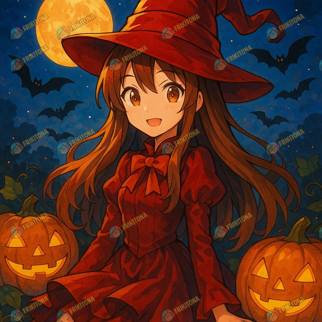 Diamond Painting: Bruja Anime con Sombrero Rojo