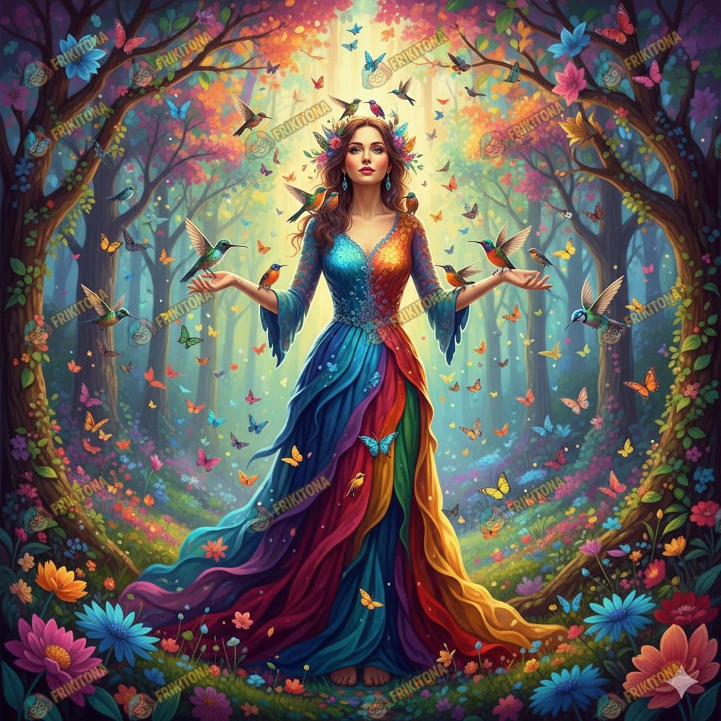 Diamond Painting: Diosa del Bosque Arcoíris