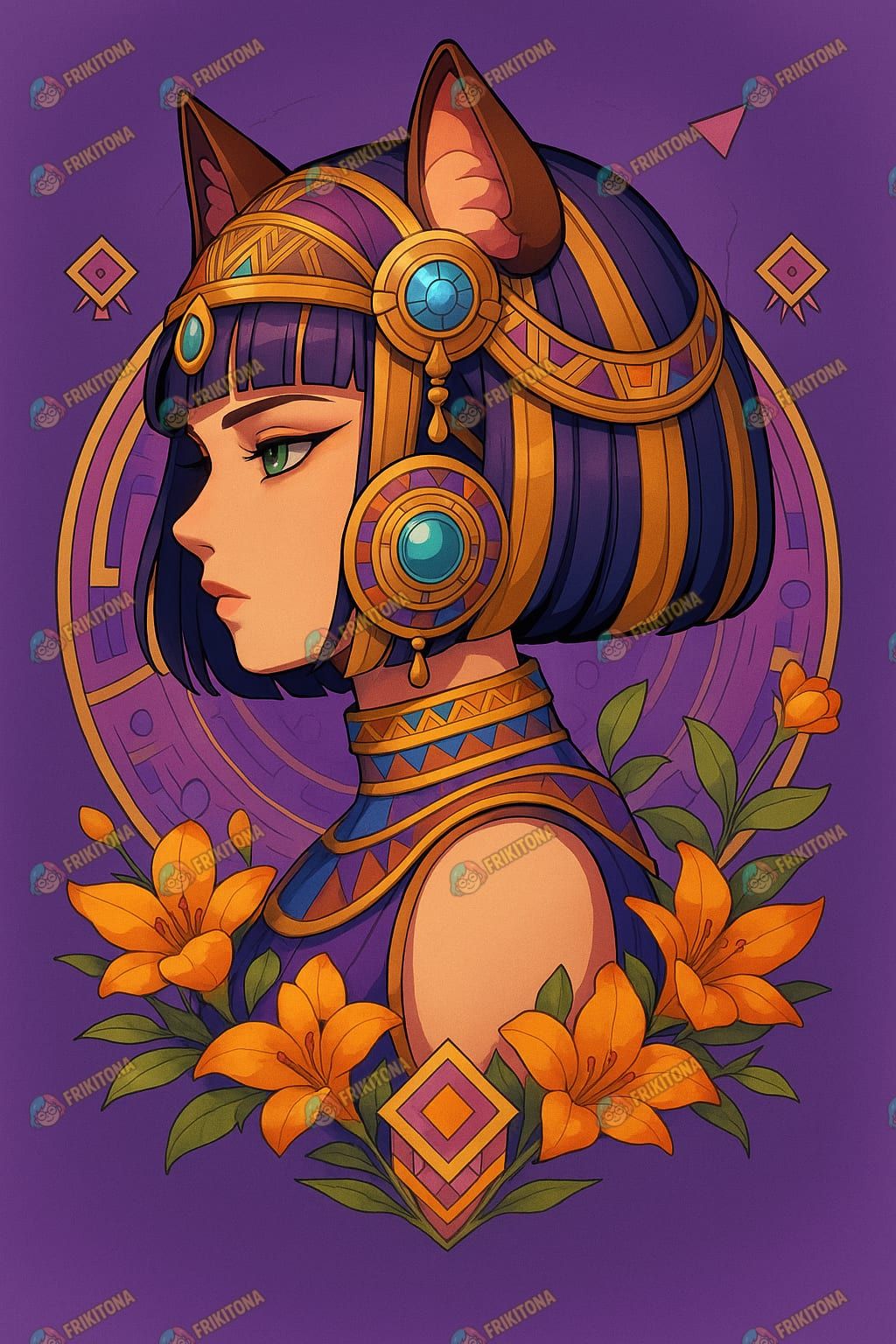Diamond Painting: Bastet Violeta y Sagrada
