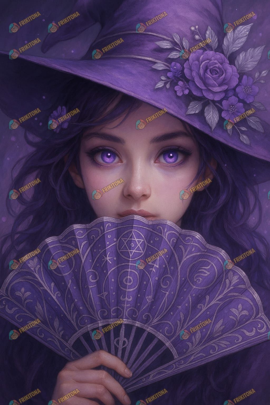 Diamond Painting: Bruja del Abanico Púrpura