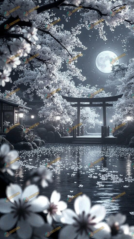 Diamond Painting: Torii Bajo Luna Plateada