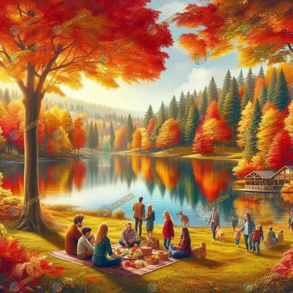 Diamond Painting: Picnic en lago otoñal