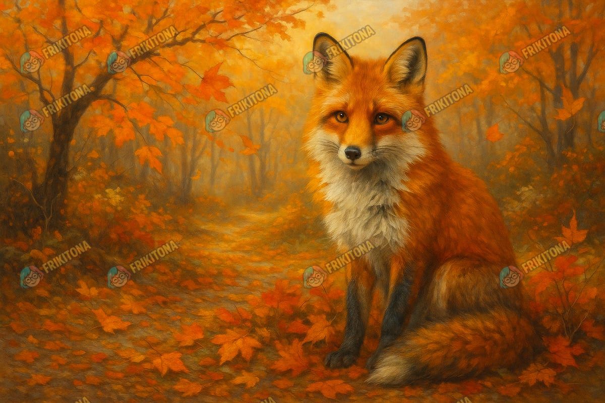 Diamond Painting: Zorro en hojas doradas