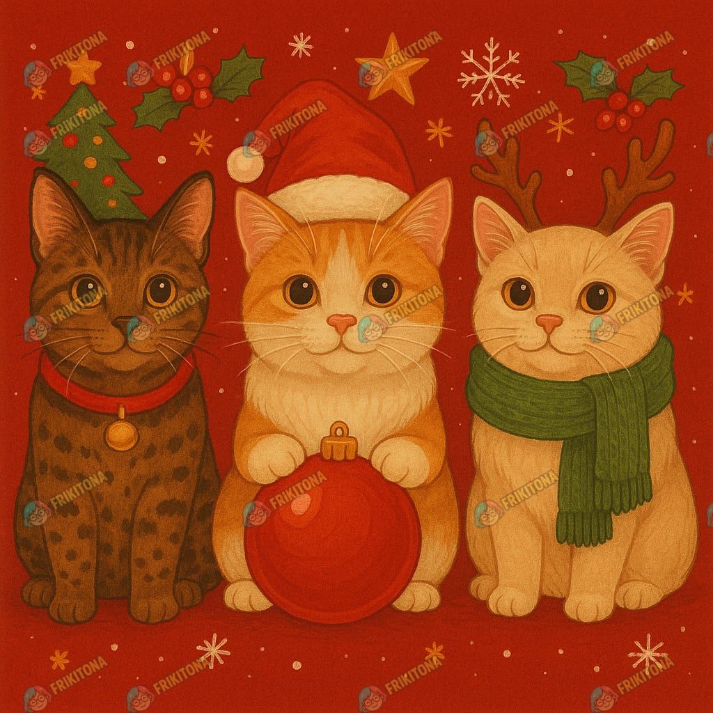 Diamond Painting: Tres gatitos navideños