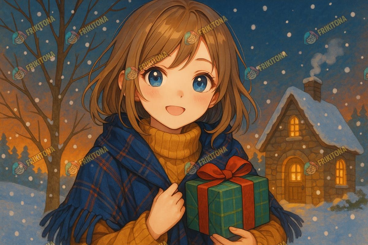 Diamond Painting: Regalo en noche nevada